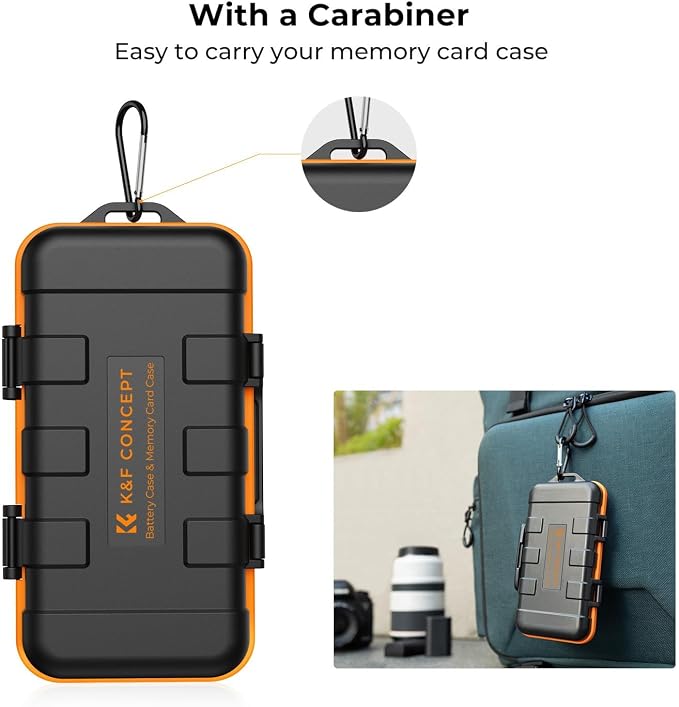 K&F CONCEPT Camera Battery SD Card Holder for 4 SD Cards/6 TF/2 CF/2 XQDs | 2 Slots Battery Storage Case, Water-Resistant Anti-Shock Case for DSLRs, Action Camera Batteries for NP-FZ100, PM02 - Image 6