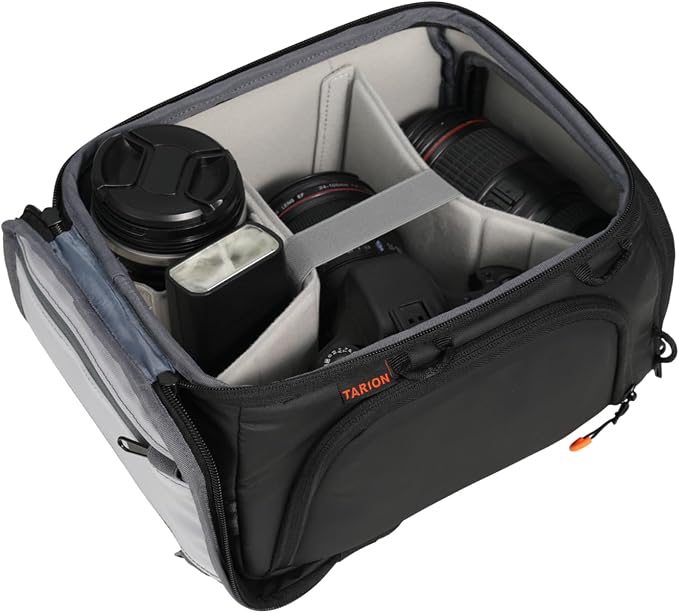 TARION Protective Camera Insert Bag Quick Access DSLR Inner Case Organizer | Fits 1 Camera 5 Lenses, Full Opening Back Design, Framed Top Lid, Padded Insert Cube, 8.9x6.5x11" ShellCore S by TARION
