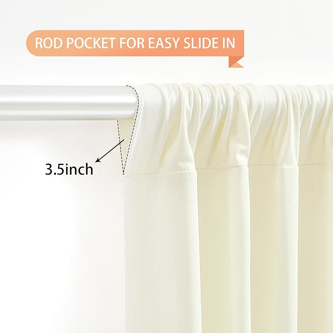 Ivory Backdrop Curtain 10 Panels-Wrinkle-Free Ivory Curtains Polyester Photography Drapes for Wedding Party Baby Shower Photo Background Decorations- 40 X10FT - Image 5