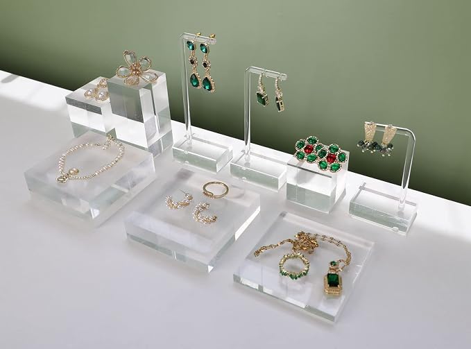 3pcs clear earring stand jewelry display for show, acrylic earring holder hanger for women, small earring jewelry display for selling Photo【Acrylic Earring L Stand-3pcs 】 - Image 2