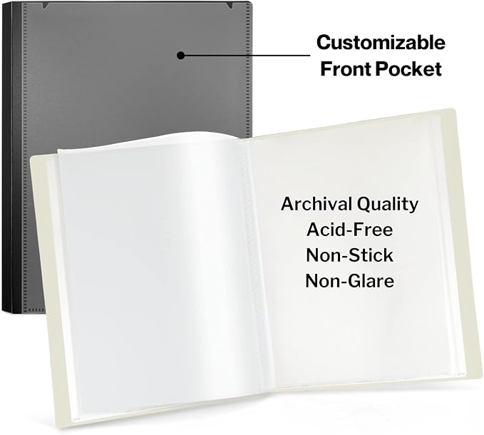 Cranbury 9x12 Presentation Book, 24 Pockets, Clear Sleeves, Black | Displays 48 Pages, Fits 9x12 & A4 Documents, Certificates, Artwork & Keepsakes, Acid-Free Portfolio Binder - Image 8