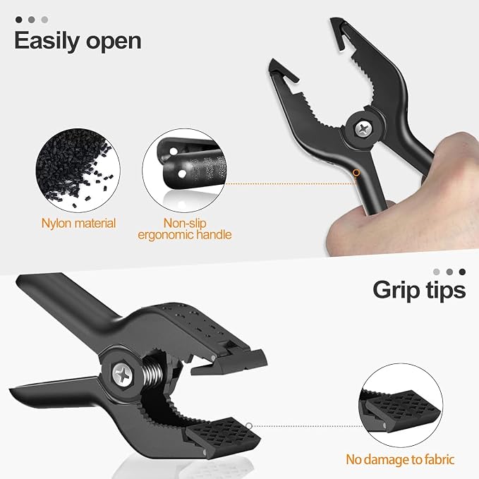 EMART 6 Pack Heavy Duty Spring Clamps 4.5 inch Plastic Backdrop Clips Black | Photo Booth Backdrop Clamps for Backdrop Stand, Balloon Arch, Photography Studio, Woodworking, Crafts, Drawing, Garden, Trap - Image 5