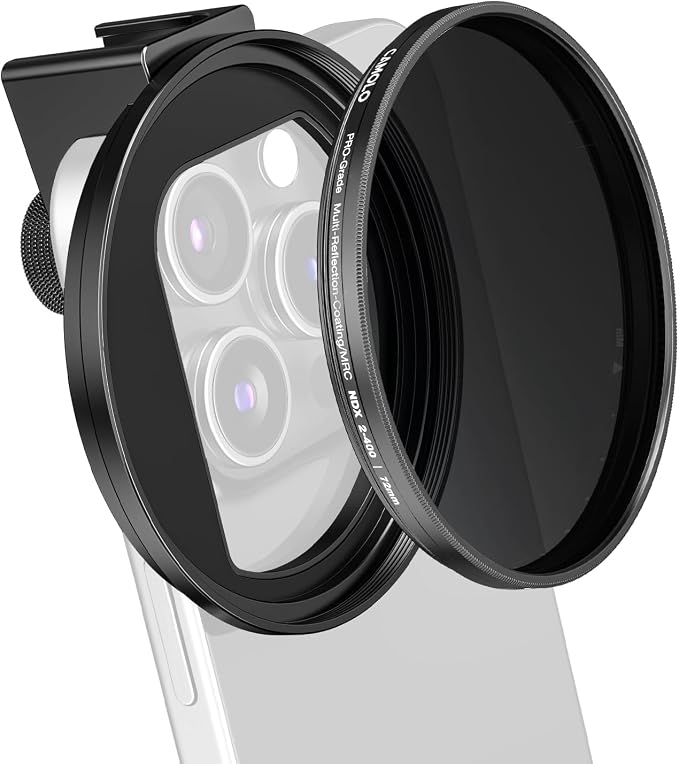 72mm Phone Filter Mount Lens ND Filter Adapter with Cold Shoe Mount, Compatible with 72mm Round Camera Filters, Compatible with iPhone 17 16 15 14 13 12 11 10 Pro Max Plus Samsung Galaxy S24 Ultra by CAMOLORIG