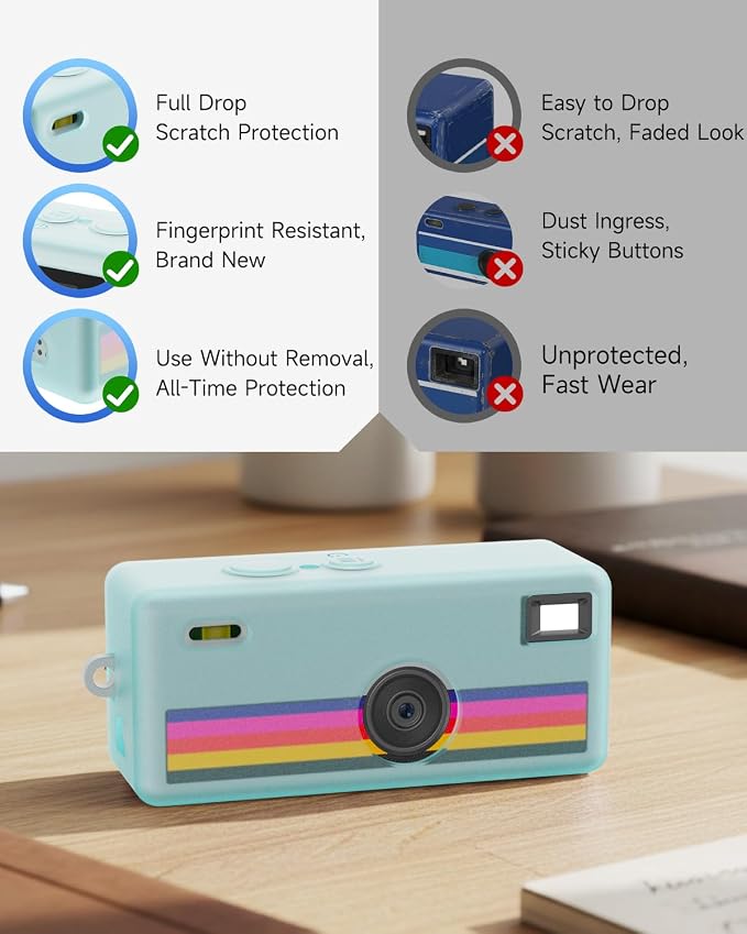 Silicone Case for Kodak CHARMERA Keychain Digital Blind Box accessories,Soft Silicone Protective Case,Comes with Screen Protectors and Wrist Strap - Luminous green - Image 5