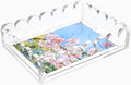 LUGUNU Scalloped Acrylic Tray with Magnetic Mat – Customizable for Photos, Artwork, or Messages, 5x7in, Non-Slip Base, Thick Transparent Acrylic Tray for Home Decor, Office, Gift for Women by LUGUNU