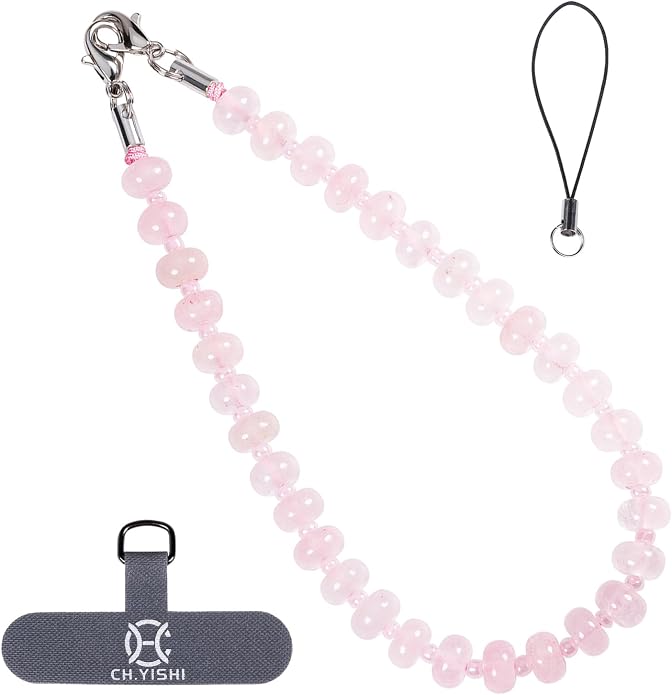 CH.yishi Crystal Beaded Phone Charm Wrist Strap Camera Lanyard | Handmade Cell Phone Chain,with Tether Tab,Keychain Bag Wallet Natural Stone Charm,Headphone Gemstone Decor,Camera Wrist Strap by CHyishi