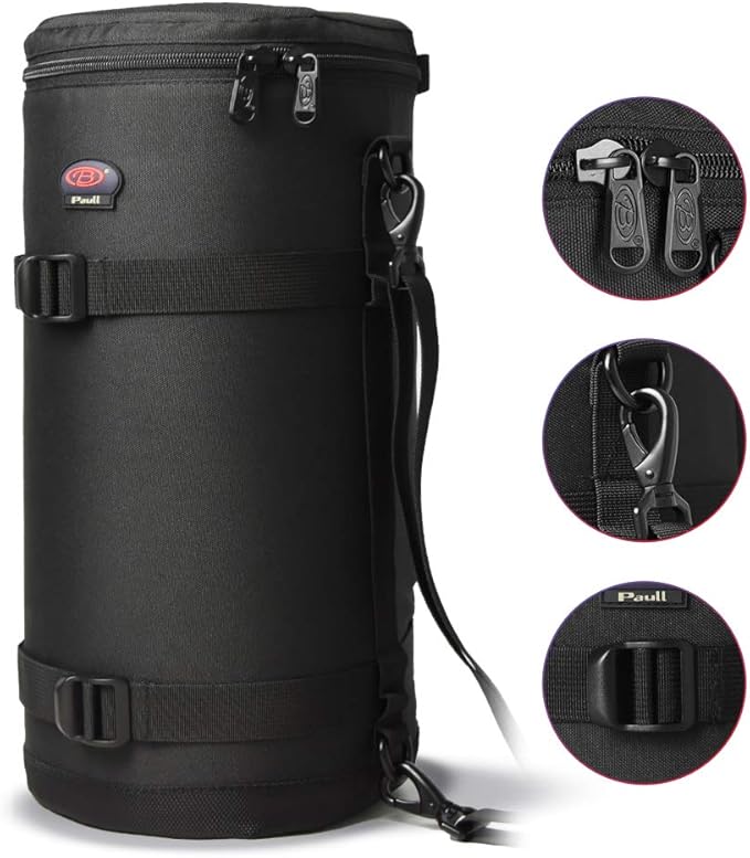 Camera Lens Pouch for DSLR Lenses Up to 5.71" x 13.78" | Durable Water-Resistant Lens Case with Thick Padding, Zip Closure & Shoulder Strap for DSLR Lens Protection - Image 5