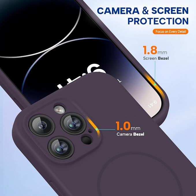 Miracase Silicone & Magnetic for iPhone 14 Pro Case, Purple | Compatible with MagSafe, Soft Microfiber Lining, Premium Silicone Cover Shockproof Drop Protection Phone Case for 14 Pro - Image 7