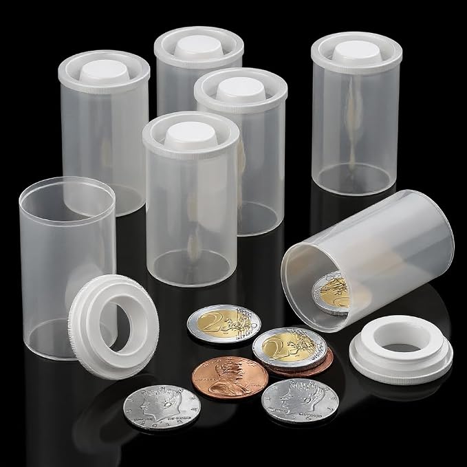 Film Canisters with Caps, 35mm Case, Container with Lids, Clear, 60 Pack | Houseables Film Canisters, Cannisters for Rockets, Empty Camera Reel Holder, Bottles, Coin Storage, Plastic, 8oz, 2"x1", Bulk - Image 7