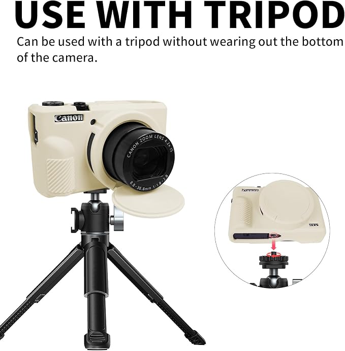 Easy Hood Camera Case Cover for Canon Powershot G7X Mark III Camera(Beige) | With Removable Lens Cover,Soft Silicone Protective Case,Anti-Scratch,Slim Fit,Enhanced Grip,Lightweight Camera Accessories - Image 6
