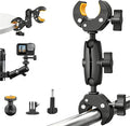 Double Super Clamp Mount with 360° Magic Arm Dual 1" Ball Mount Adapter, Multi-Functional Crab Clip, Umbrella Holder Camera Pole Bracket for Tripod Rod Monitor Magic Light Stand Motorcycle Accessories by MINIFOCUS