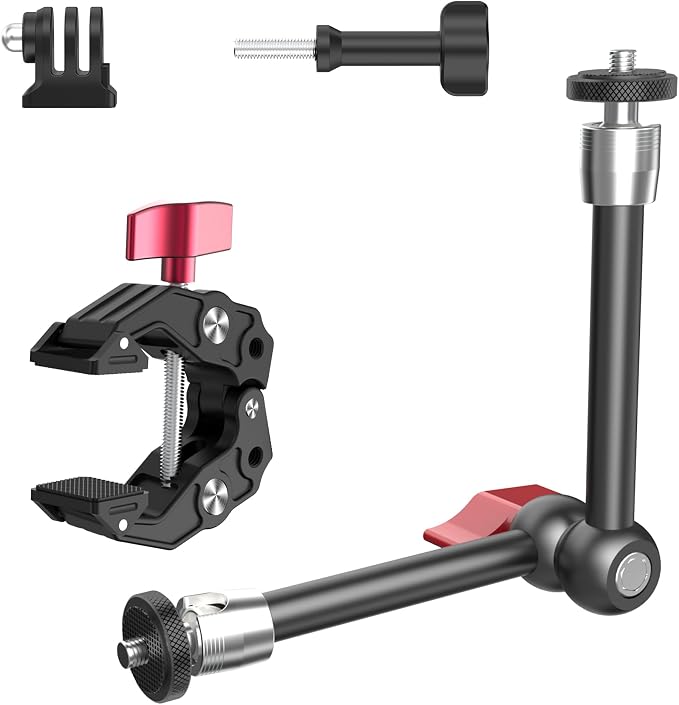 9.8" Magic Arm Clamp Kit with 1/4" 3/8" Screw 360° Ball Heads Articulating Arm with Super Clamp Camera Monitor Mount for Light Monitor Webcam or Camera 1.5kg for Table Tube by Taisioner