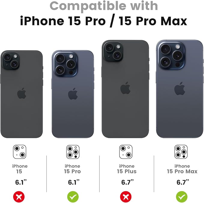 Tensea 3Pcs for iPhone 15 Pro / 15 Pro Max Camera Lens Protector | Tempered Glass Film Lens Cover Screen Protector, HD Clear, Full Edge to Edge, Case Friendly for iPhone 15 Pro/15 ProMax - Image 2