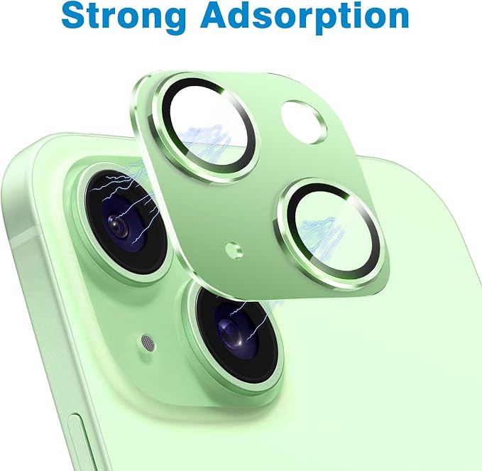 Compatible with iPhone 15 and 15 Plus Camera Lens Protector, Anti-Scratch Tempered Glass Len Screen Protector Shockproof Full Protective Camera Cover Case Friendly Lens Cover-Green - Image 4