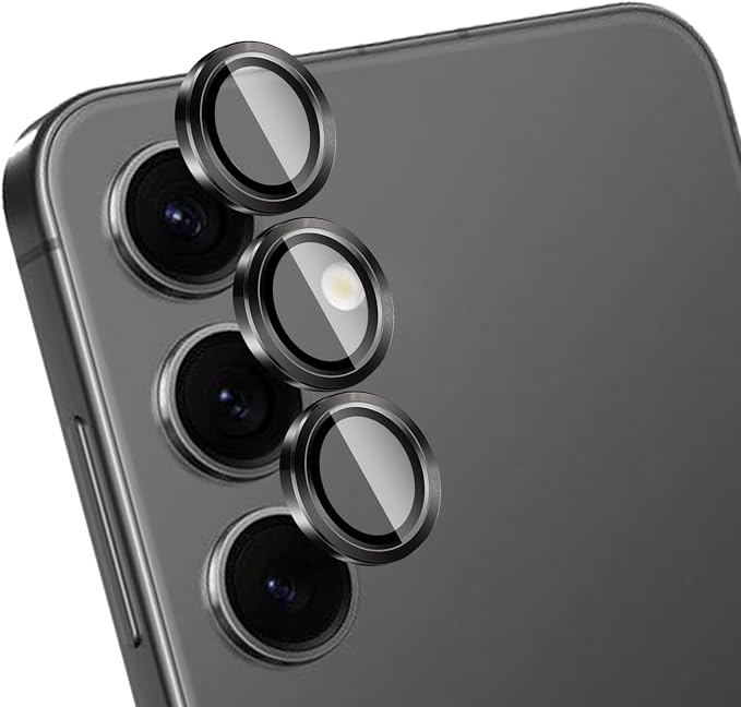 Camera Lens Protector for Samsung Galaxy S24 Plus,1 Pack | Tempered Metal Glass Camera Cover Film,HD Clear,Anti-Scratch Lens Screen Protector Film,Case Friendly,Black Titanium by Unknown