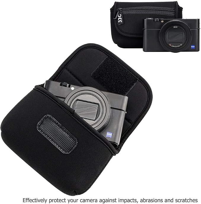 JJC Compact Camera Case Pouch for Sony RX100 VII Kodak Pixpro FZ45, Black | for Sony RX100 VI VA IV DSC-W830 Kodak Ektar H35N Canon SX620 SX610 SX720 ELPH 190 ELPH 180 & More Cameras, Neoprene Material - Image 4