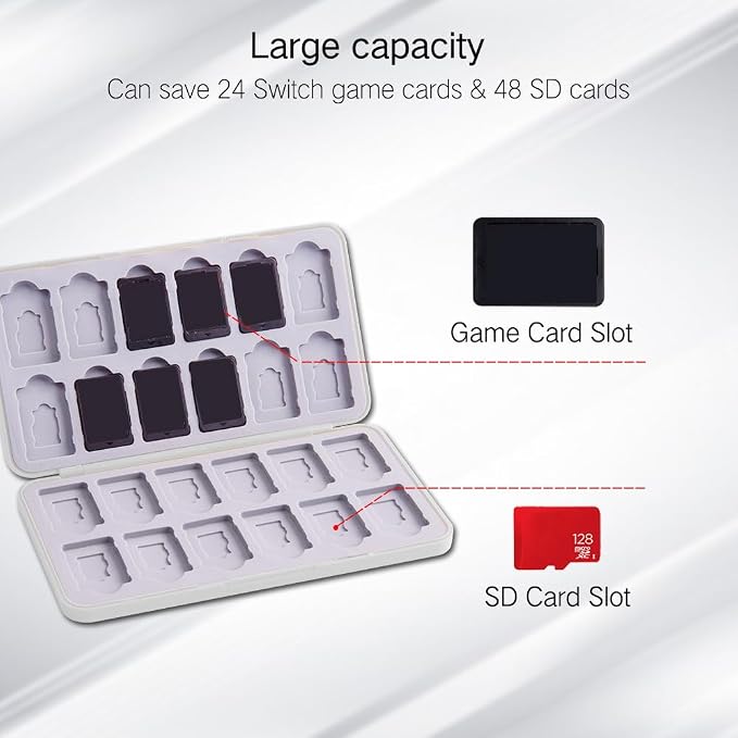 PERFECTSIGHT Switch Game Case Compatible with Nintendo Switch OLED & Switch Lite, 24 Switch Game Holder, Cute Switch Game Card Case Cartridge with 24 Slots Game Card Storag (Red and Purple) - Image 2