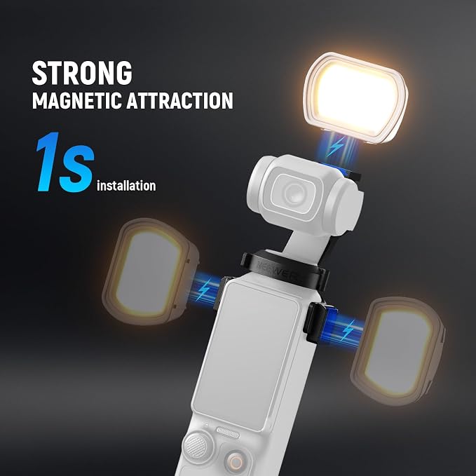 NEEWER Basics Magnetic Auxiliary Light Compatible with DJI OSMO Pocket 3 Gimbal Camera Creator Combo, USB C Rechargeable Mini LED Fill Light with Cleaning Cloth for Selfie Vlog Video Recording, M21 - Image 3