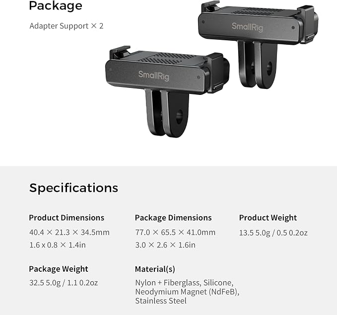SMALLRIG Quick Release Mount 2-Pack for DJI Osmo 360/Action 5 Pro/4/3-5813 | 2-Prong Mount Adapter for Magic Arm/Selfie Stick/Crab Clamp, for DJI Osmo 360 & Action 5 Pro/4/3 - Image 7