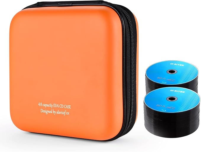 alavisxf xx CD Case, 48 Capacity Protective Zipper Disc Wallet for Car | EVA Shock-resistant, Lightweight Portable, DVD Blu-ray Storage Organizer, Scratch-Resistant Sleeves, for Home Office Travel - Image 2