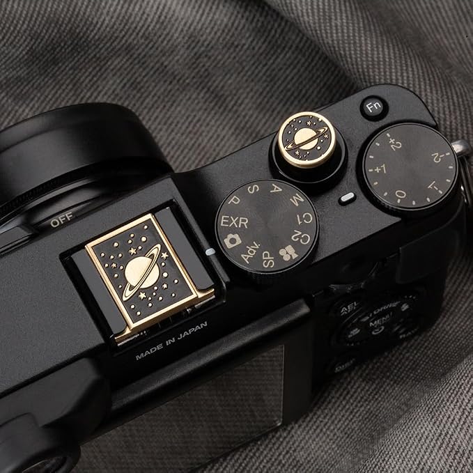 Camera Metal Hot Shoe Cover Shutter Buttons Set for Nikon z30/z50/d810/d610 for Fujifilm X100VI X-T30 X-Pro3 X-Pro2 X-E4(Brass Universe Set) - Image 8