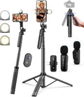 Yeaki Vlogging Kit for iPhone/Android, 71" Selfie Stick Tripod for iPhone with Light, Wireless Remote & Microphone, Adjustable Phone Tripod for TikTok/YouTube Starter Content Creator Essentials Kit by YEAKI