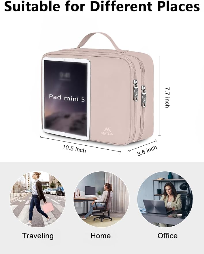 MATEIN Charger Organizer Travel Case for Women, Cord Organizer Travel | Double Layers, Portable Electronic Accessories Case with Handle, for Charger, Phone, Earphone, Tablet, Pink Gift - Image 5