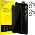 JETech Privacy Screen Protector for iPhone 11 Pro, 2+2 Pack | with Camera Lens Protector, Anti-Spy 9H Tempered Glass, Fingerprint ID Compatible by JETech
