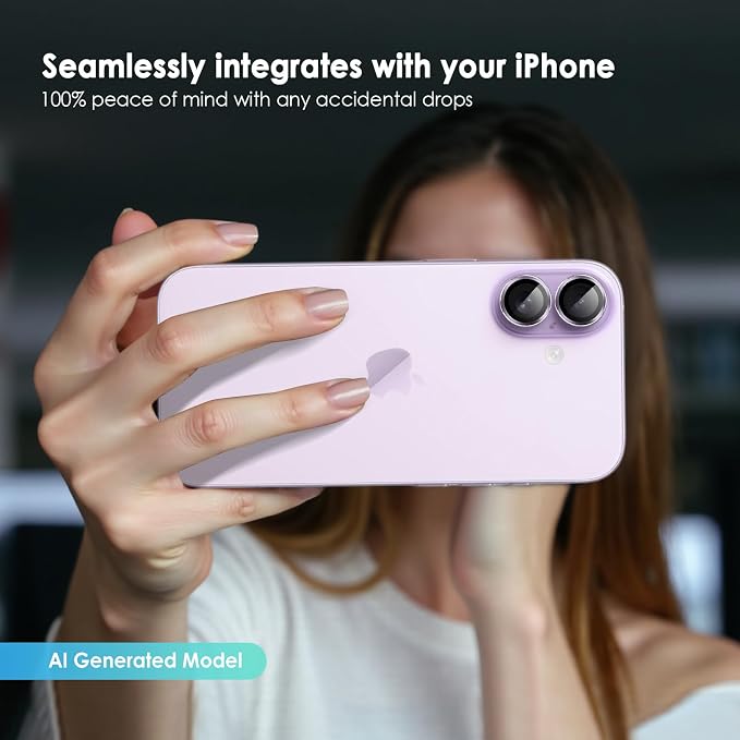 Camera Lens Protector for iPhone 17, Purple | AR+AF, 9H Tempered Glass, Individual Metal Ring, Anti Glare, Fall Protection, Camera Screen Cover - Image 7