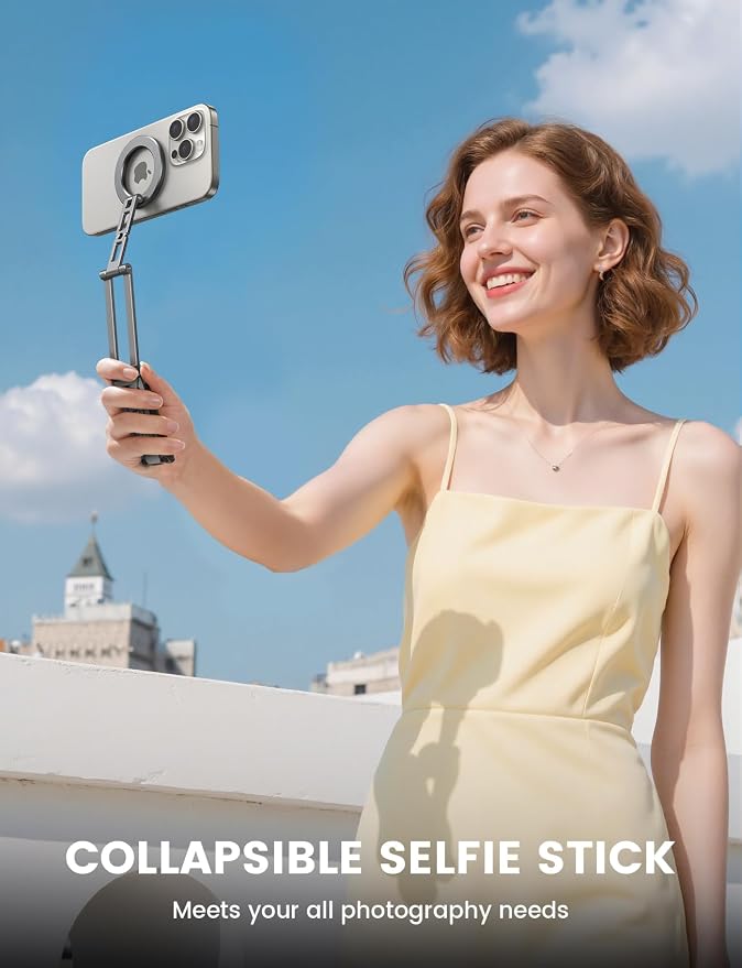 Lamicall for MagSafe Tripod Stand Ultra-Compact with 1/4" Screw, Arca, Hook | Aluminum Magnetic Tripod for iPhone, Flexible 20x Magnet Phone Stand Gift Accessories for Women Men for iPhone 17 16 15 Grey - Image 2
