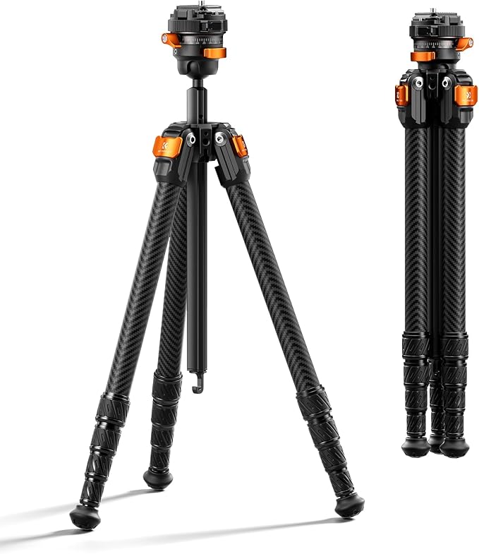 K&F CONCEPT 60" Carbon Fiber Travel Tripod for Camera | 2.0lb Ultra-Light, Flexible Center Axis, 360° Pan/Tilt Ball, Arca QR Plate, Max Load 13.2lb, A225C2+BH-28R by KFCONCEPT