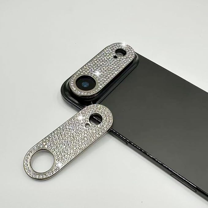 2 Pack Glitter Camera Lens Cover Protector for iPhone 17 Air，Metal Bling Diamond Camera Lens Cover Sticker Protector (for iPhone 17Air-Black) by GSRYPC