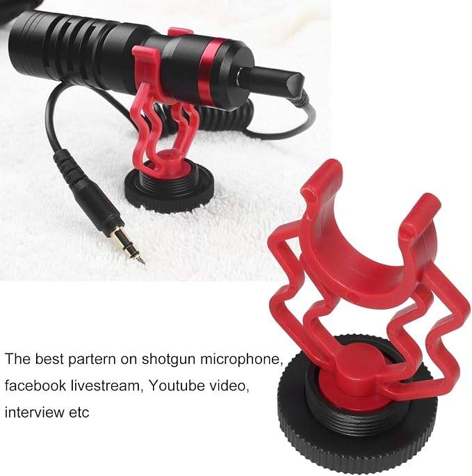 Shockmount for External Video Mic LUORNG 2PCS On Camera Microphone Shock Mount Holder Bracket with 1/4in Cold Shoe for RODE VideoMicro,MM1,VXR10,MCM-1,M80 Mini Cardioid Shotgun Microphone - Image 5