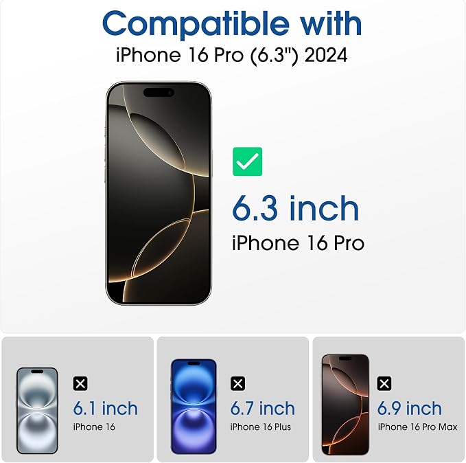 amFilm OneTouch for iPhone 16 Pro Screen Protector 6.3'' Tempered Glass | Auto-Alignment, 30s Install, Bubble Free, Scratch & Drop Protection, HD Clear, Camera Lens Protector[2+2 Pack] (16P-6.3'') - Image 2