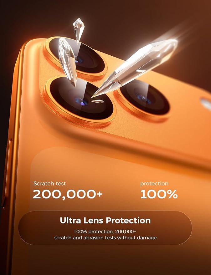 MAGIC JOHN 2 Pack Camera Lens Protector for iPhone 17 Pro Max 6.9”,Orange | Full Coverage, Metal Aluminum Alloy Camera Lens Film, HD Clear, Scratch Resistant, Case-Friendly - Image 3