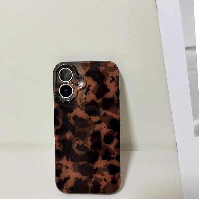 Cute Phone Case for iPhone 16 Plus Case Amber Leopard Print | Cheetah Tortoiseshell Pattern,Full Camera Protective,Slim Shockproof TPU,Aesthetic Girly Glossy Cover for Women Men-Brown - Image 6