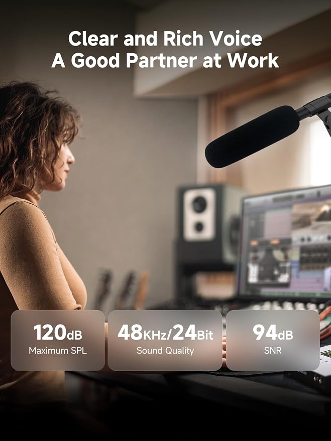 SYNCO D2 Wireless Shotgun Microphone Hypercardioid Condenser Mic | Wireless Camera Microphone, Hypercardioid Pickup, Low Latency Audio, DSLR Video Recording, for Camera Film Interview ENG/EFP - Image 2