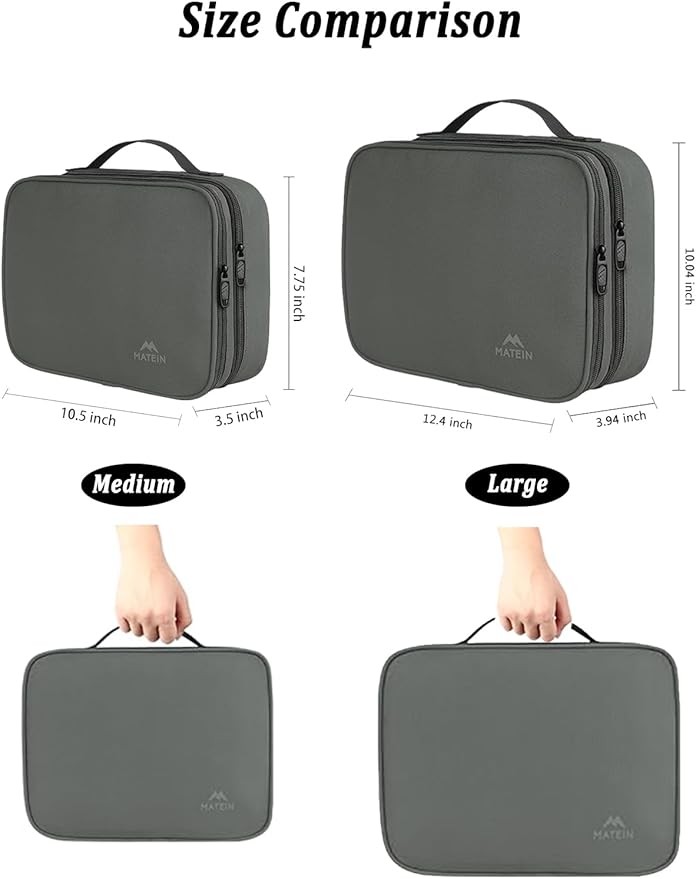 MATEIN Travel Electronics Organizer Case, Large Cable Storage Bag, Grey | Water Resistant, Carrying Case with Handle, Tech Organizer for Tablet (Up to 12.9inch), USB Charger, Clipper - Image 2