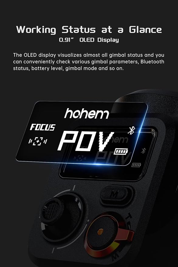 Hohem iSteady M6 Gimbal Stabilizer for Smartphone, 3-Axis Cell Phone Stabilizer Built-in OLED Display 400g Payload Reverse Charging Android and iPhone Gimbal with Inception Motion Timelapse - Image 2
