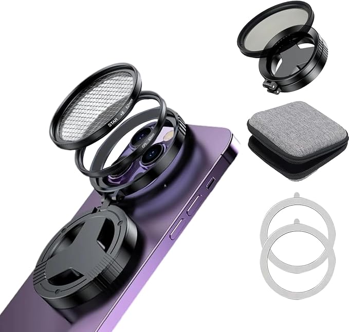 Anti-Glare Circular Magnetic Phone Filter, CPL Phone Filter Lens Adapter 52mm Magnetic, Compatible with iPhone 17 16 and Earlier & Android Smartphones, Reduces Reflections & Enhances Colors (1) by Unknown
