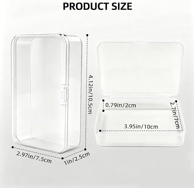 4 Pack Clear Plastic Blank Card Case Snap Button Playing Card Storage Box | Unbreakable compact card holder, suitable for trading cards, business cards and various card collection storage - Image 2
