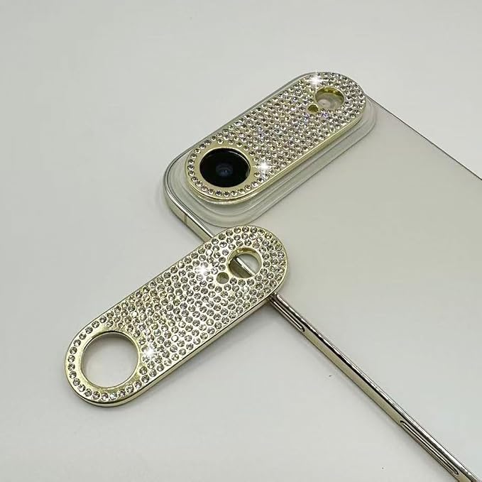 2 Pack Glitter Camera Lens Cover Protector for iPhone 17 Air-Gold，Metal Bling Diamond Camera Lens Cover Sticker Protector (for iPhone 17Air-Gold) by GSRYPC