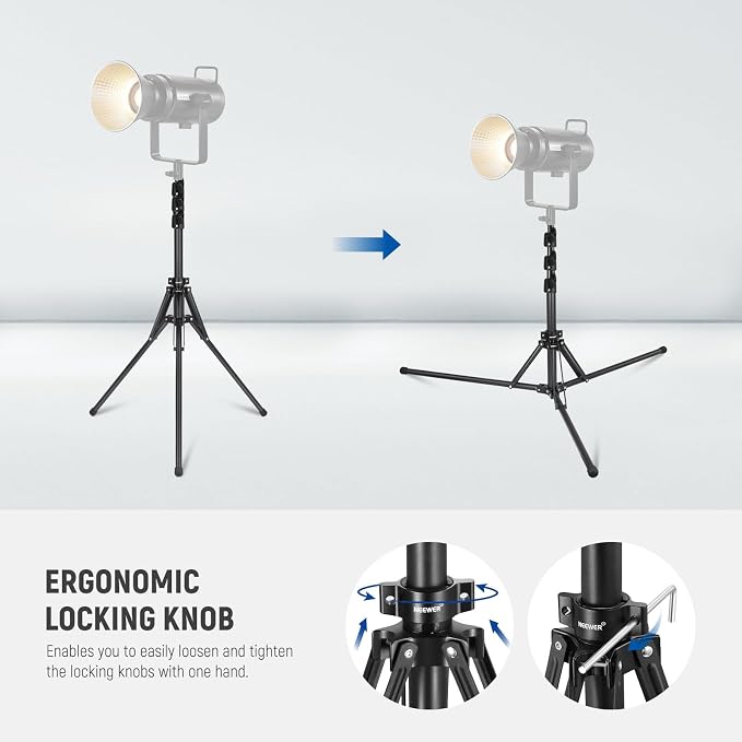 NEEWER Light Stand with 180° Reversible Legs, 70"/178cm Portable Travel Tripod Stand 1/4" Screw & 5/8" Stud for Indoor Outdoor Photography Speedlite Strobe Ring Light Softbox, ST178B, Black - Image 5