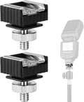 2Pack Flash Hot Shoe Mount Adapter to 1/4 Thread Hole with 1/4"-20 Male to 1/4"-20 Male Tripod Screw Adapter for Flash Holder Bracket Light Stands Umbrella Holder Flash Bracket,Strong &Solid (Update) by Anwenk
