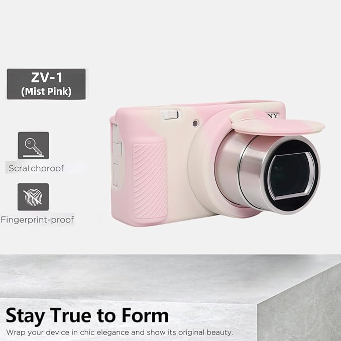Camera Case for Sony ZV1 Digital Camera.ZV-1 Accessories | Soft Silicone Protective Case Removable Lens Cover,Comes with 2 Screen Protectors and 1 Wrist Strap. (Mist Pink) - Image 4