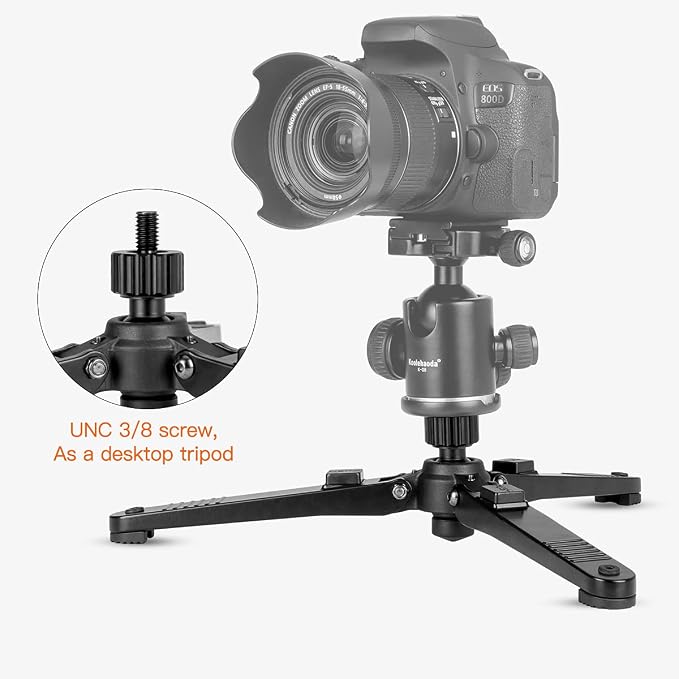 Koolehaoda Monopod Base Stand with Quick Folding Legs for DSLR Video | Tripod Feet Support for Monopod and Ball Head Desktop Stand Portable Unipod Base for Camera Camcorder - Image 6