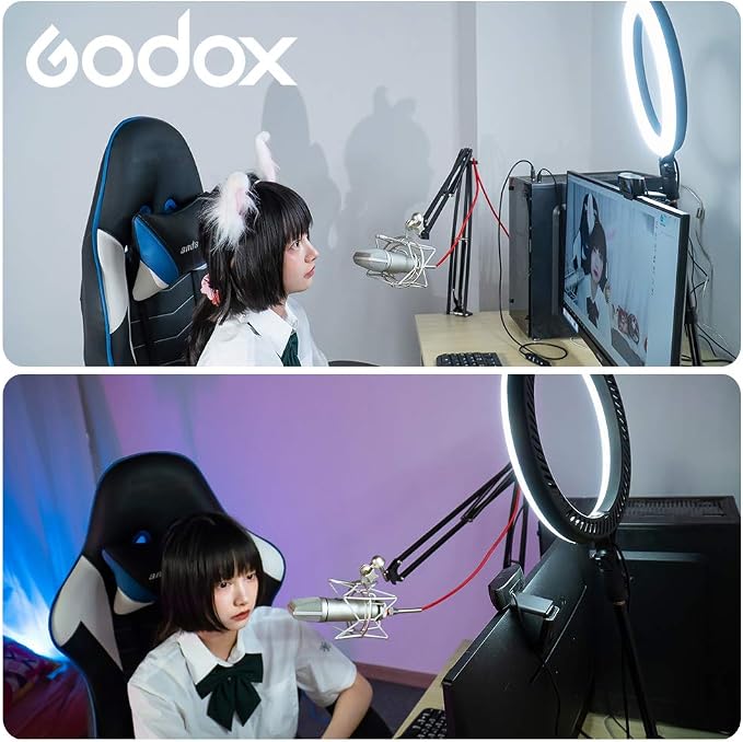 GODOX LR120 12 Inch LED Ring Light Photography Light Fill-in Light 3000K-6000K Bi-Color Temperature Adjustable Brightness USB Powered with Phone Holder for Live Streaming Selfie Makeup Photography - Image 4