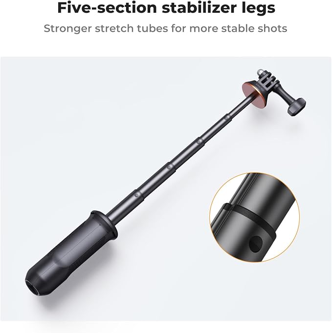 K&F CONCEPT 33.5cm/13.2" Mini Desktop Selfie Stick Tripod | Portable Vlog Handle Grip Action Camera Selfie Stick for GoPro Hero 13/12/11/10/9/8/Max, DJI Osmo Action 6/5/4/3/2/1 MS10 - Image 4