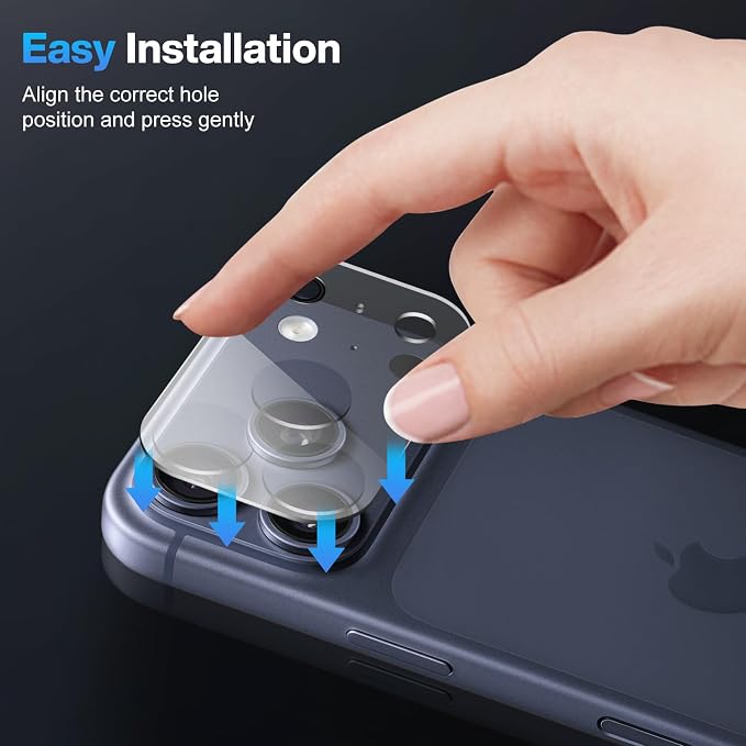 Camera Lens Protector (2 Pack) Compatible with iPhone 17 Pro 6.3" Camera Lens Cover Protection, 9H Tempered Glass, HD Clear Anti-Scratch, Triple-Lens, Clear Shield, Case Friendly - Image 7