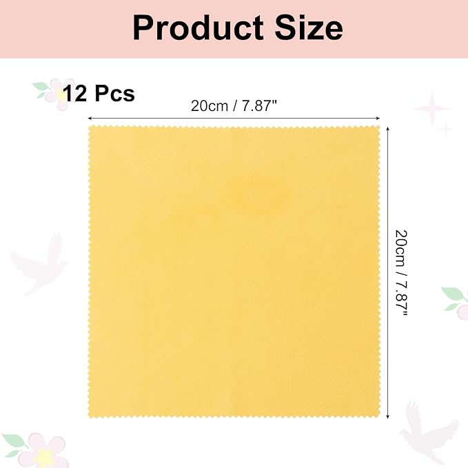 uxcell 12 Pcs Microfiber Cleaning Cloth for Glasses, 8 x 8 Inch Eyeglass Cleaning Cloth, Glasses Cleaner Wipes for Electronics Lenses Screens Cameras Cell Phones, Yellow - Image 2